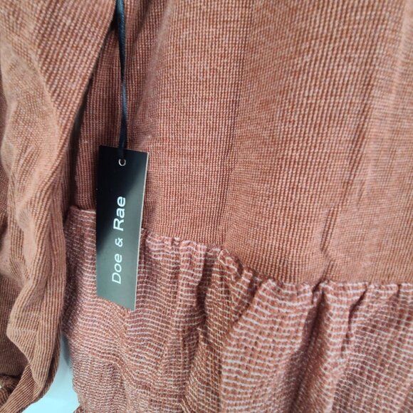 275.  Doe & Rae NWT Women's Long Sleeve Pullover Top Burnt Orange Boho Office - Picture 5 of 8